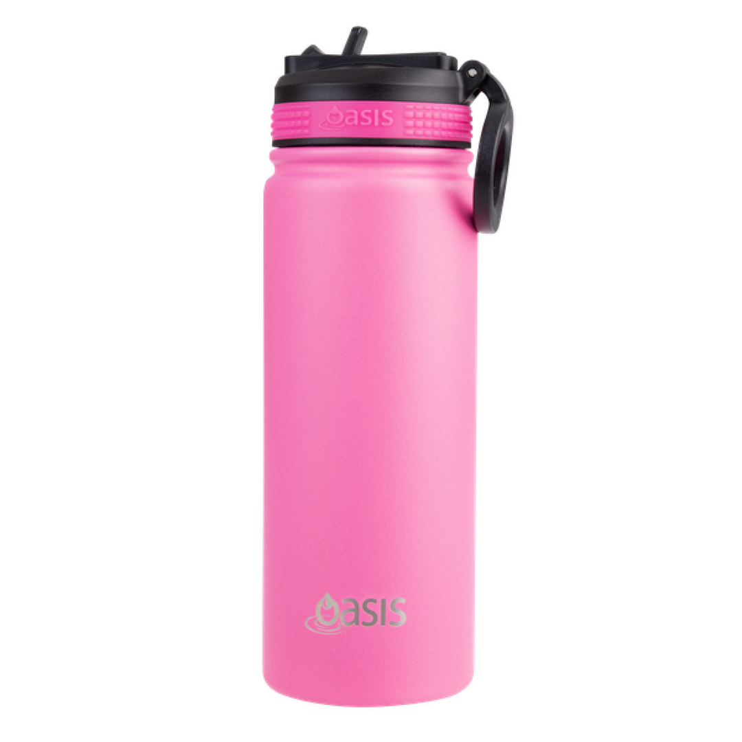 Oasis Sports Bottle w/ Sipper Lid Neon Pink