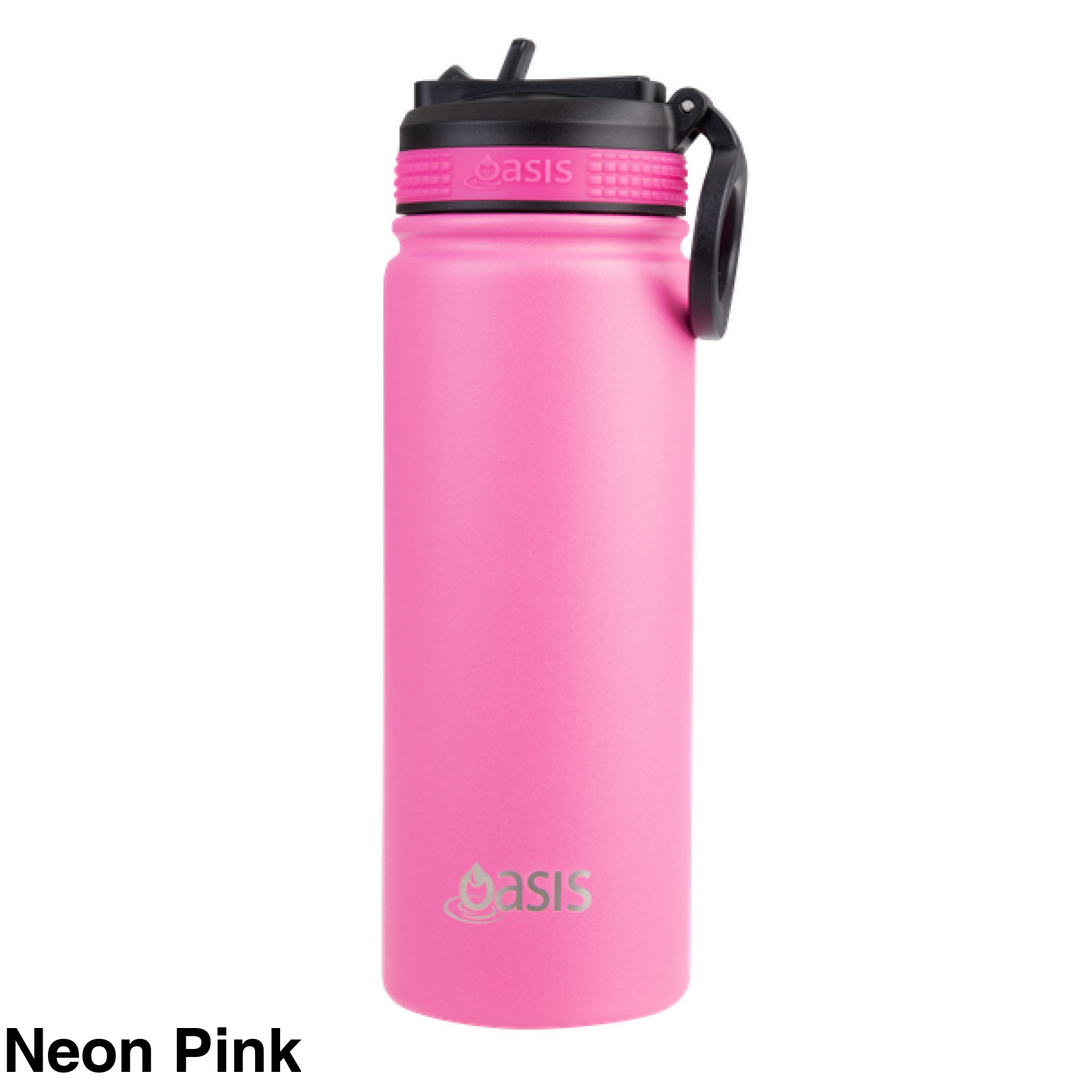 Oasis Sports Bottle w/ Sipper Lid Neon Pink