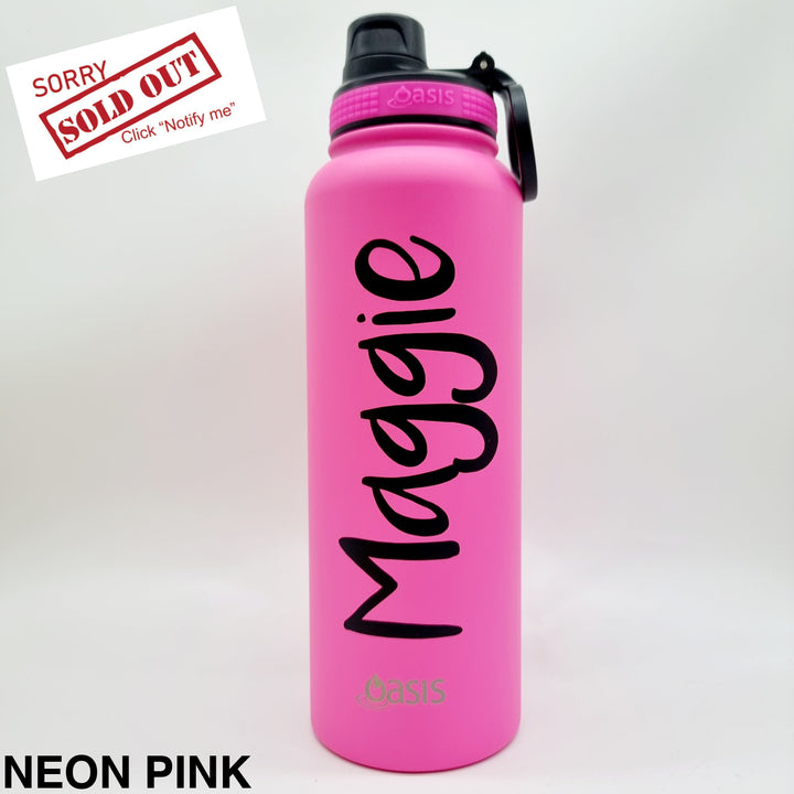 Oasis Sports Bottle W/ Screw Cap 1.1L Neon Pink