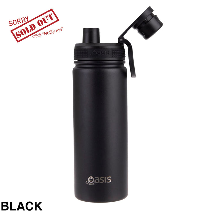 Oasis Sports Bottle W/ Screw Cap 550Ml Black