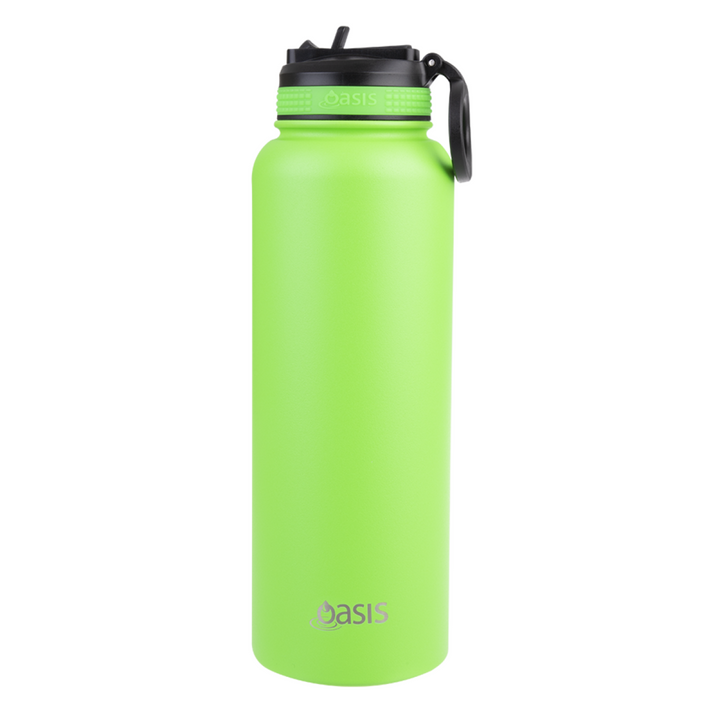 Oasis Sports Bottle W/ Sipper Straw Lid 1.1L Neon Green