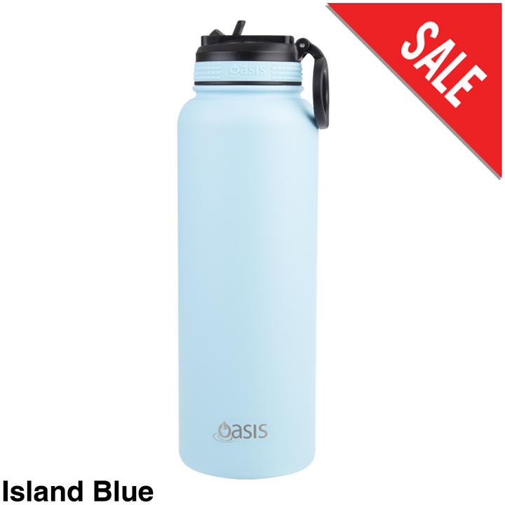 Oasis Sports Bottle W/ Sipper Straw Lid 1.1L Island Blue