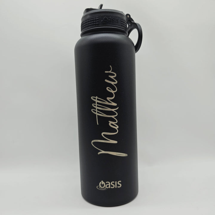Oasis Sports Bottle W/ Sipper Straw Lid 1.1L Black