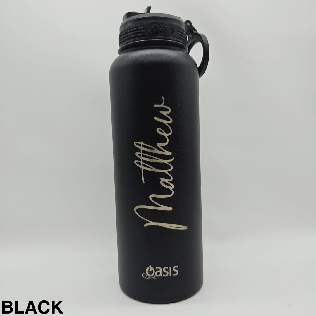 Oasis Sports Bottle W/ Sipper Straw Lid 1.1L Black