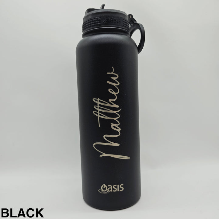 Oasis Sports Bottle W/ Sipper Straw Lid 1.1L Black