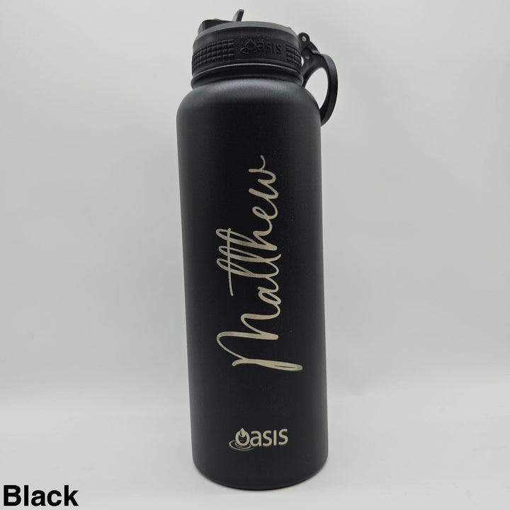 Oasis Sports Bottle W/ Sipper Straw Lid 1.1L Black