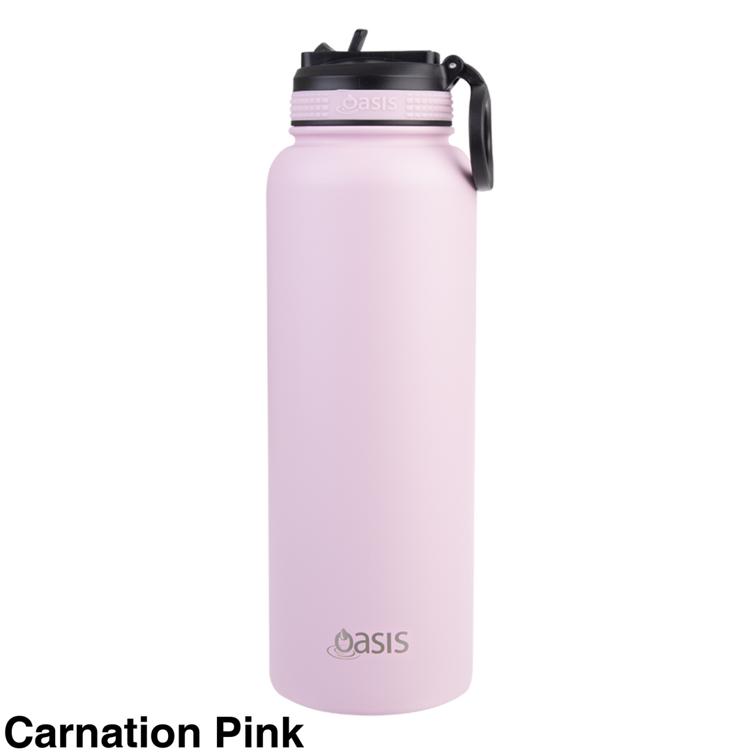 Oasis Sports Bottle W/ Sipper Straw Lid 1.1L Carnation Pink