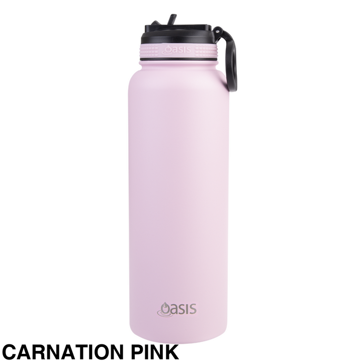 Oasis Sports Bottle W/ Sipper Straw Lid 1.1L Carnation Pink