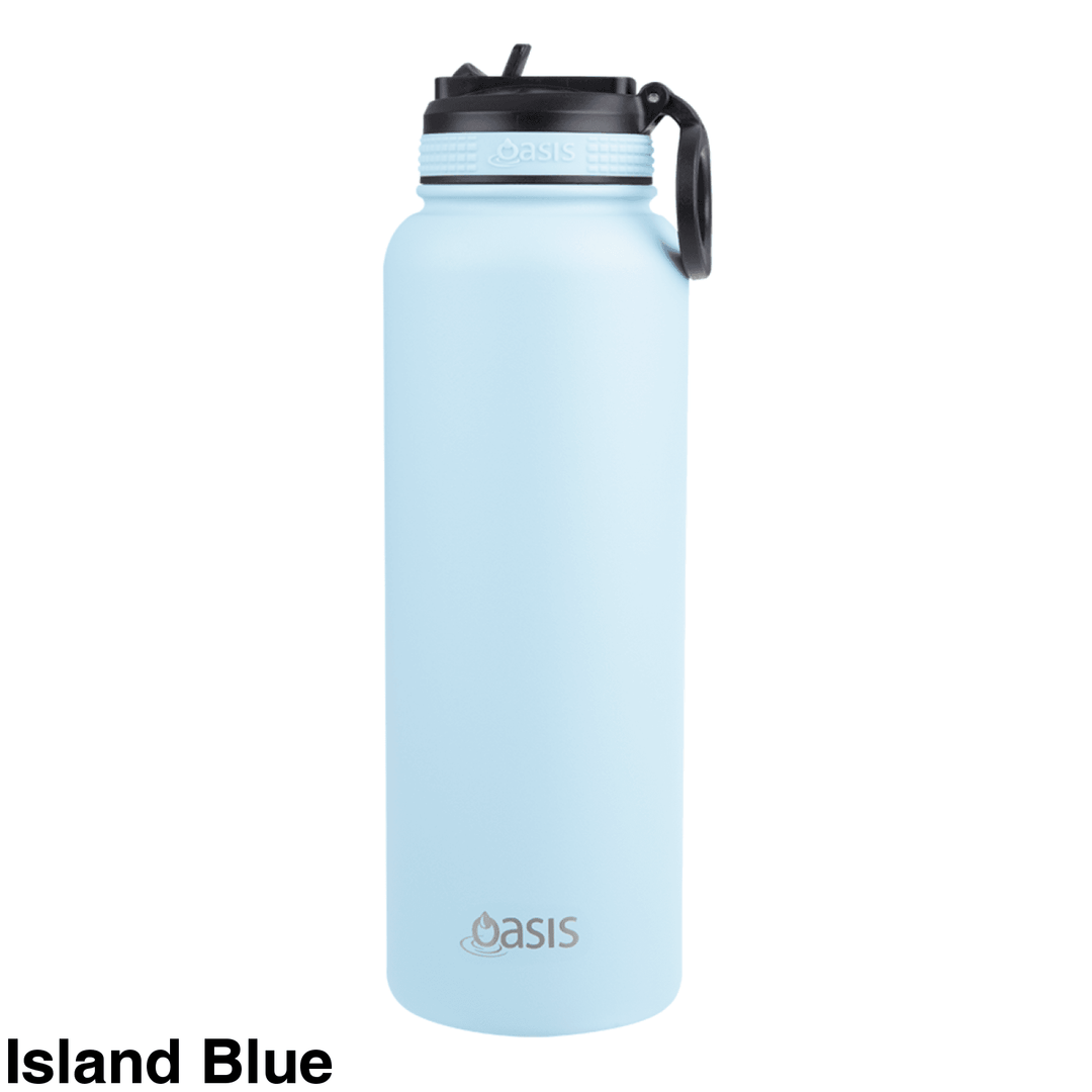 Oasis Sports Bottle W/ Sipper Straw Lid 1.1L Island Blue