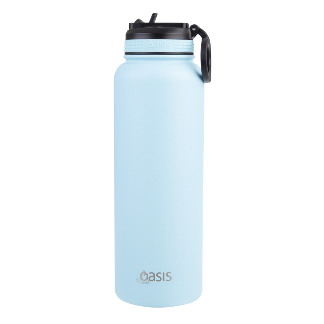 Oasis Sports Bottle W/ Sipper Straw Lid 1.1L Island Blue