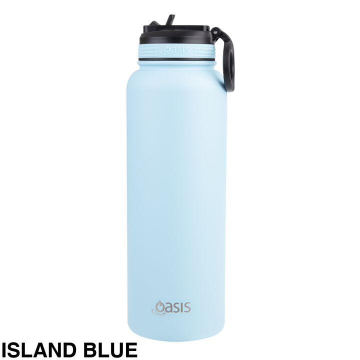 Oasis Sports Bottle W/ Sipper Straw Lid 1.1L Island Blue
