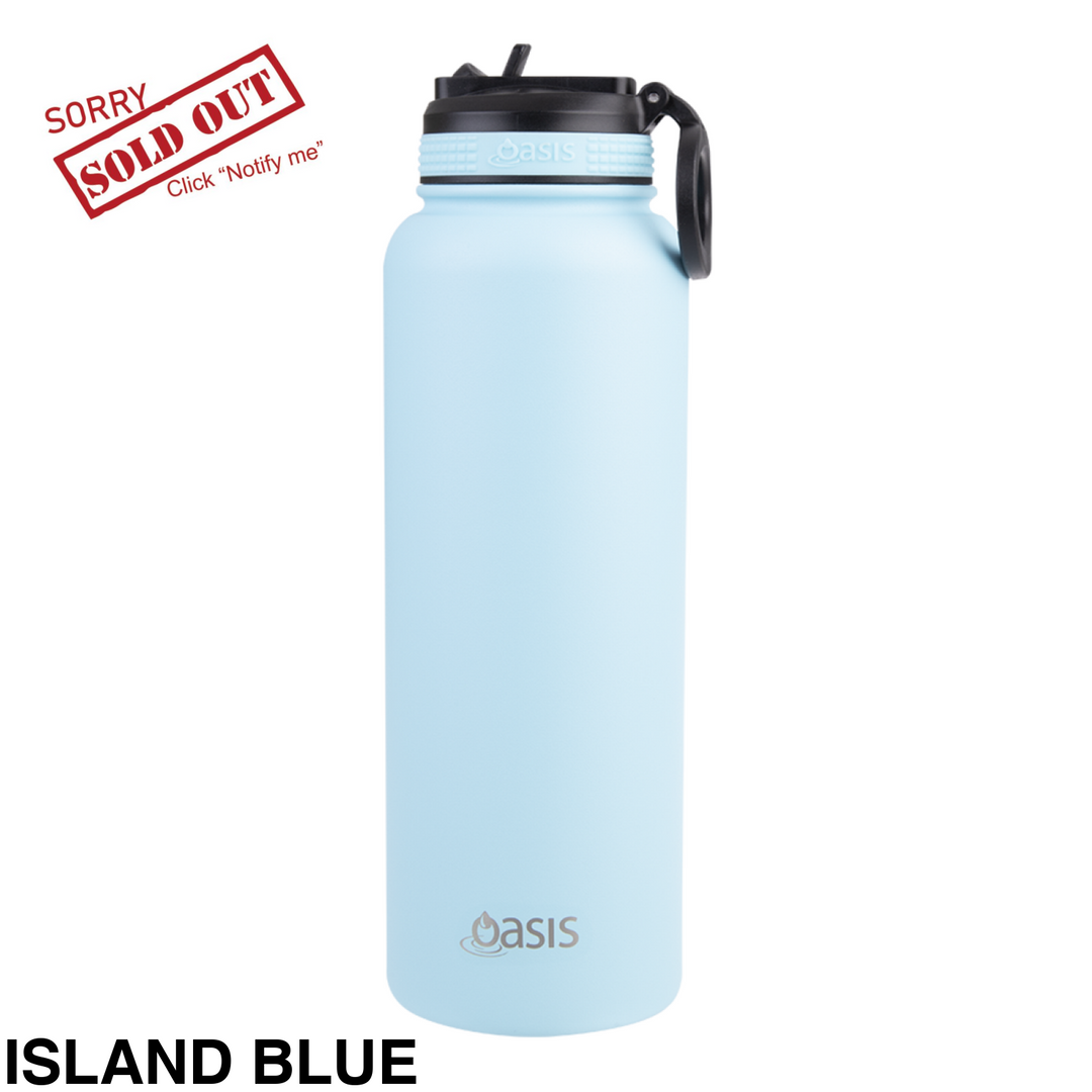 Oasis Sports Bottle W/ Sipper Straw Lid 1.1L Island Blue
