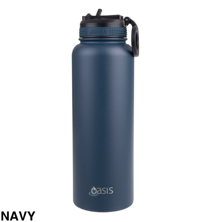 Oasis Sports Bottle W/ Sipper Straw Lid 1.1L Navy