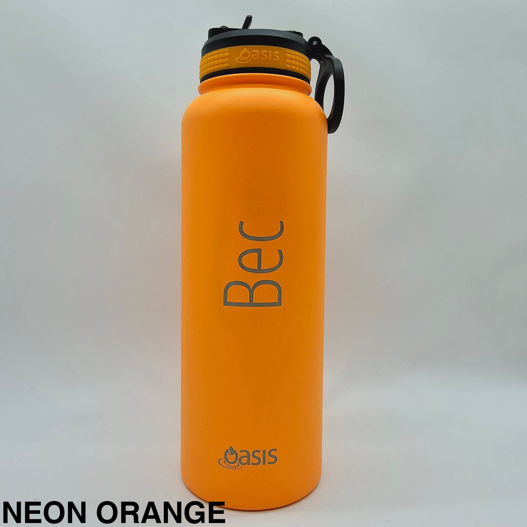 Oasis Sports Bottle W/ Sipper Straw Lid 1.1L Neon Orange