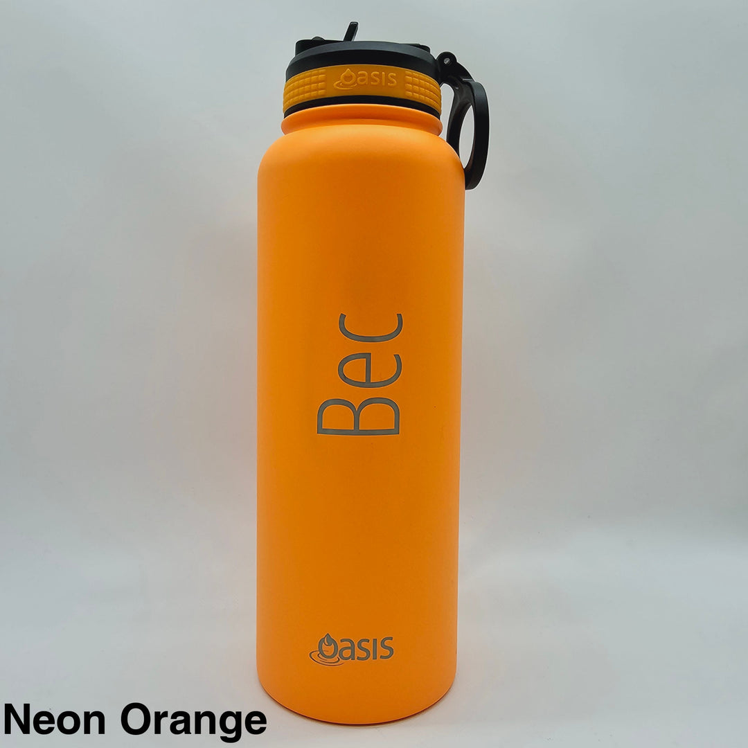 Oasis Sports Bottle W/ Sipper Straw Lid 1.1L Neon Orange