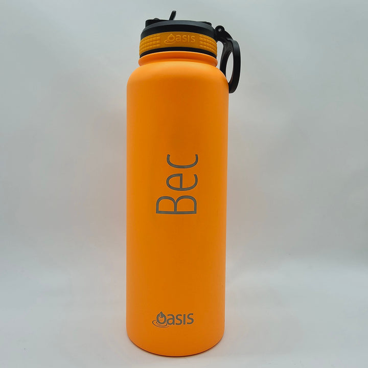 Oasis Sports Bottle W/ Sipper Straw Lid 1.1L Neon Orange