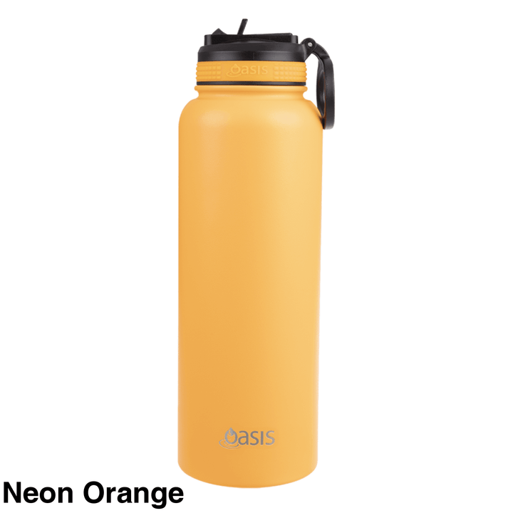 Oasis Sports Bottle W/ Sipper Straw Lid 1.1L Neon Orange