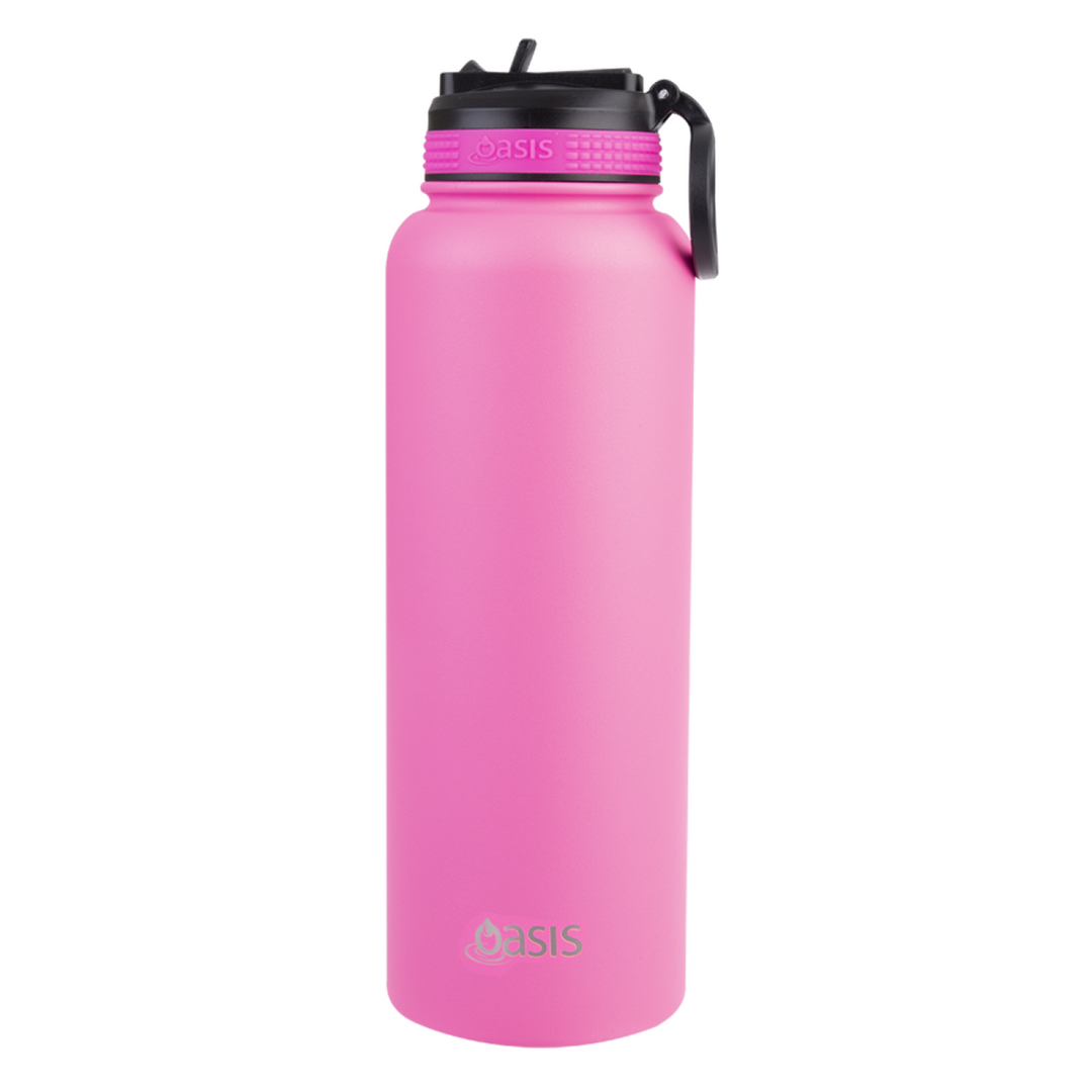 Oasis Sports Bottle W/ Sipper Straw Lid 1.1L Neon Pink