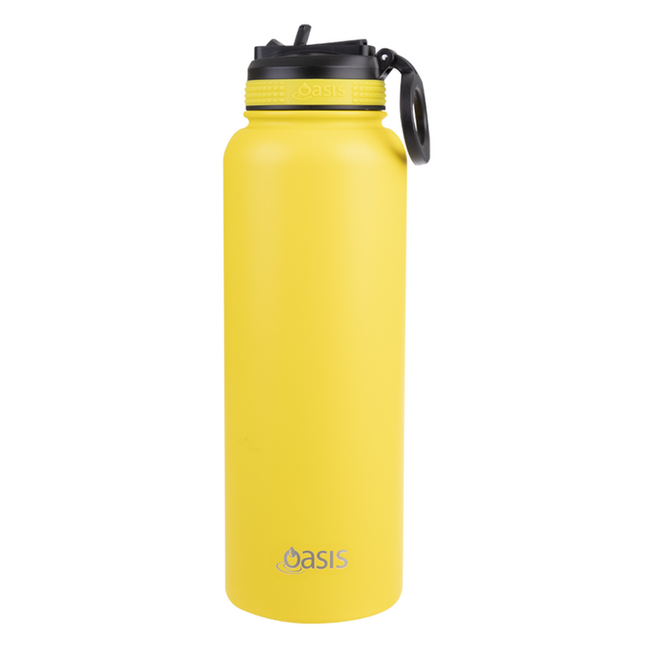 Oasis Sports Bottle W/ Sipper Straw Lid 1.1L Neon Yellow