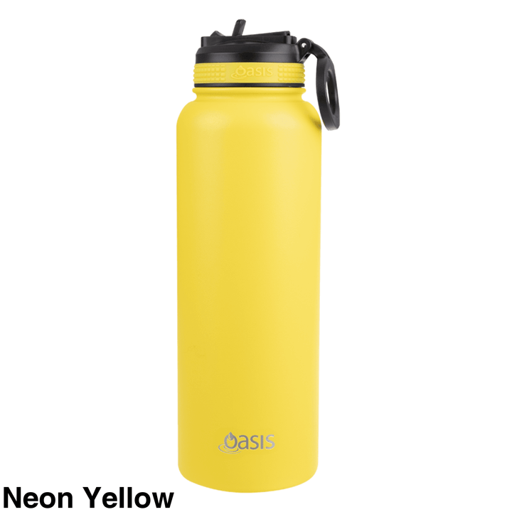 Oasis Sports Bottle W/ Sipper Straw Lid 1.1L Neon Yellow