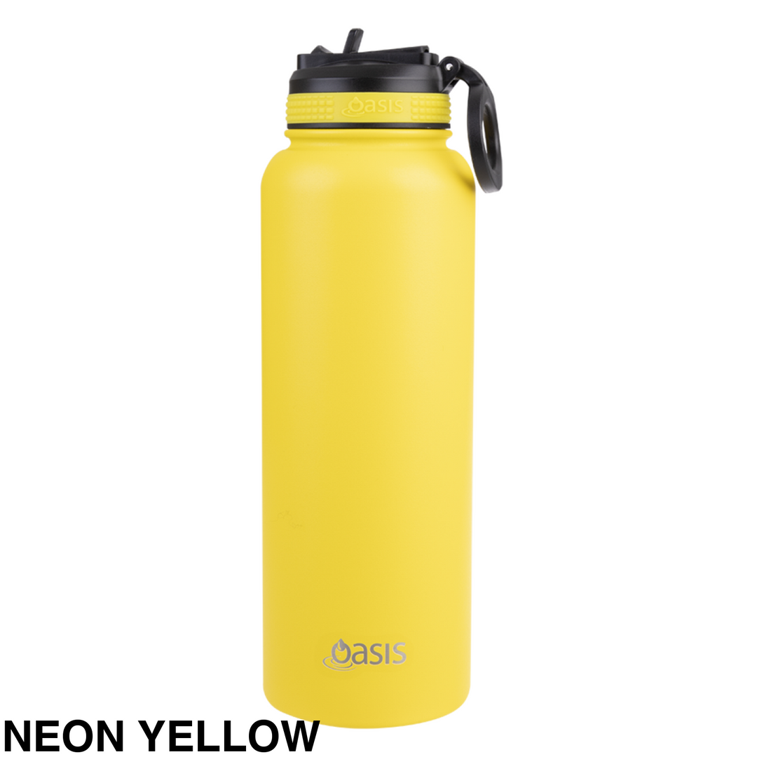 Oasis Sports Bottle W/ Sipper Straw Lid 1.1L Neon Yellow