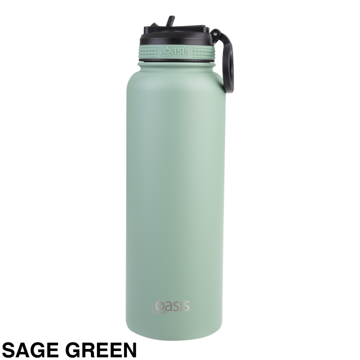 Oasis Sports Bottle W/ Sipper Straw Lid 1.1L Sage Green