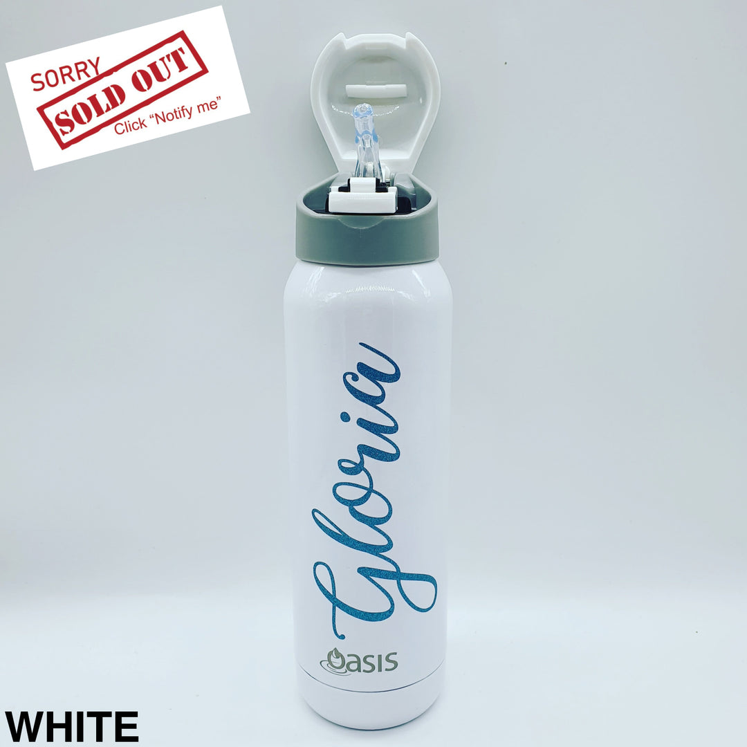 Oasis Stainless Steel Insulated Bottle With In-Built Straw 500Ml White