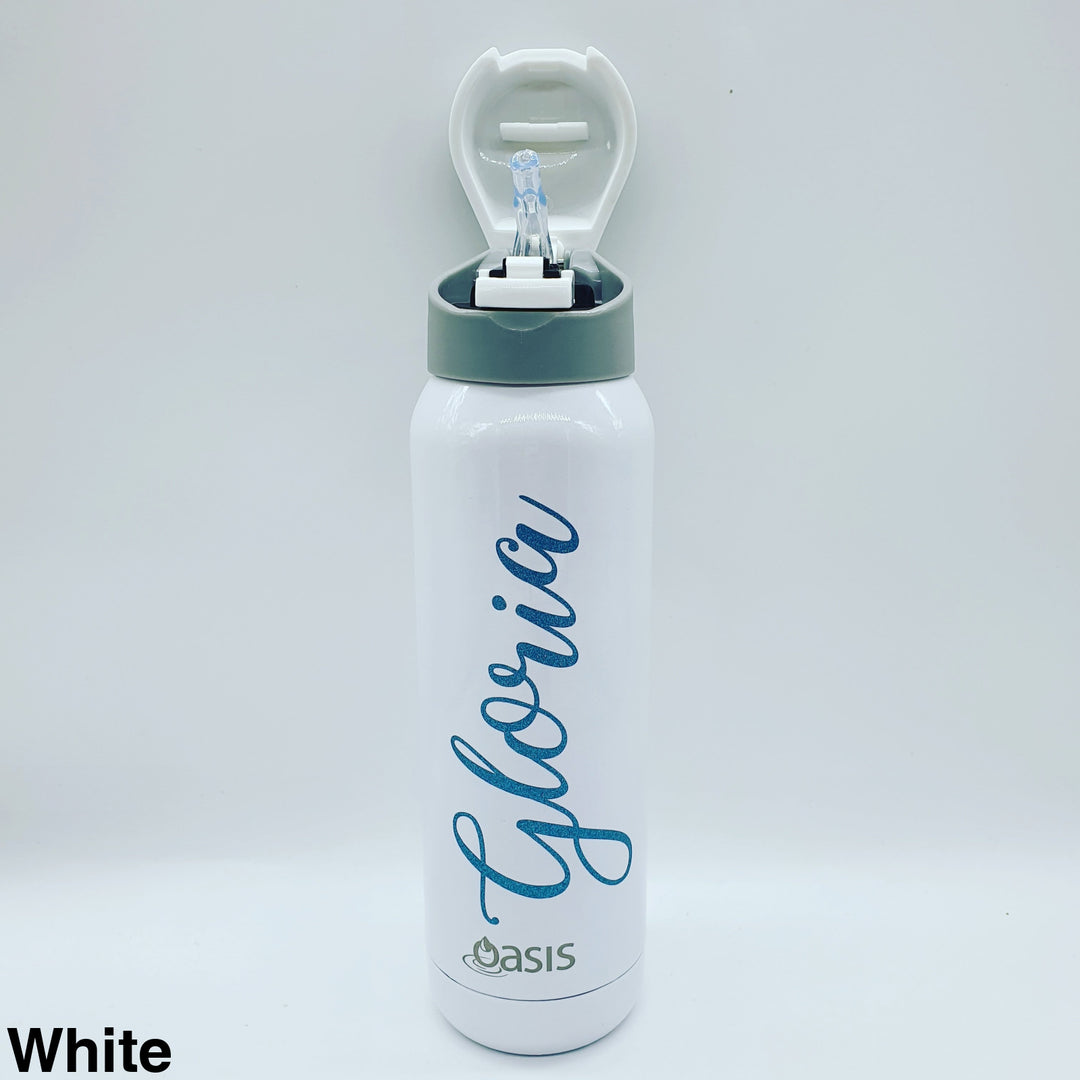 Oasis Stainless Steel Insulated Bottle With In-Built Straw 500Ml White