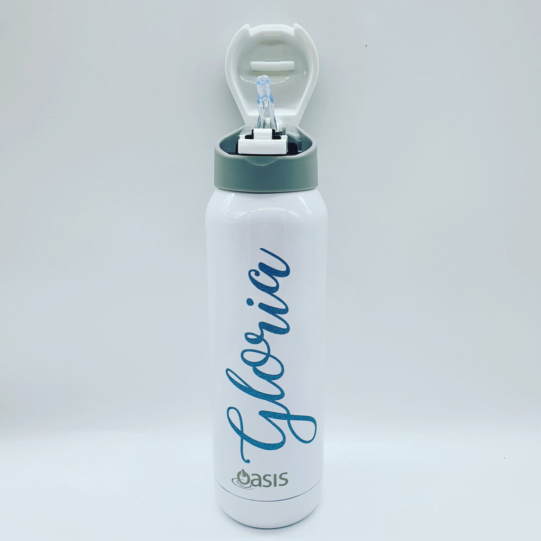 Oasis Stainless Steel Insulated Bottle With In-Built Straw 500Ml White