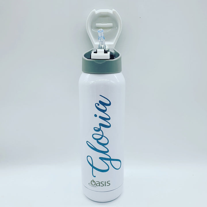 Oasis Stainless Steel Insulated Bottle With In-Built Straw 500Ml White