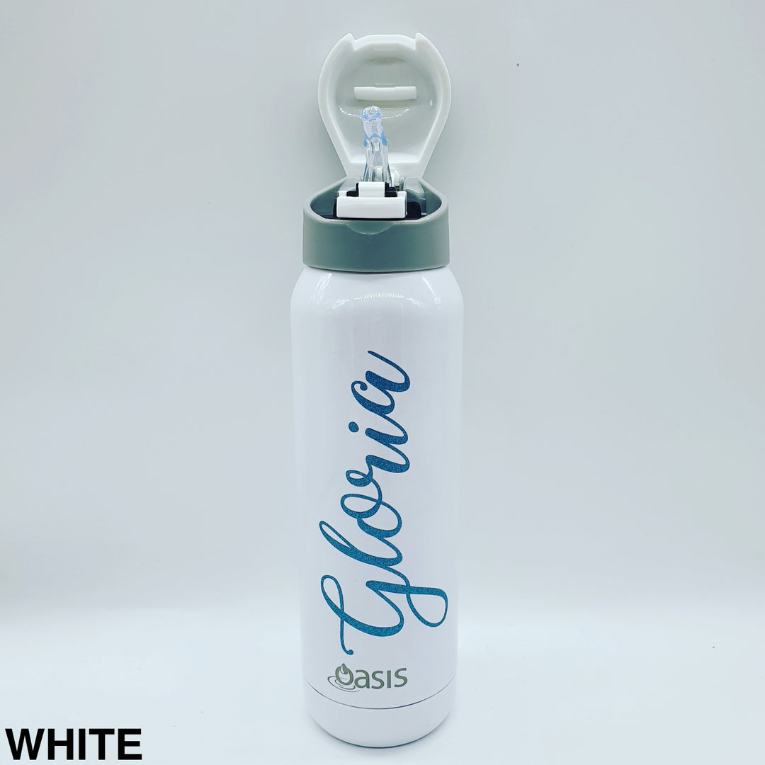 Oasis Stainless Steel Insulated Bottle With In-Built Straw 500Ml White