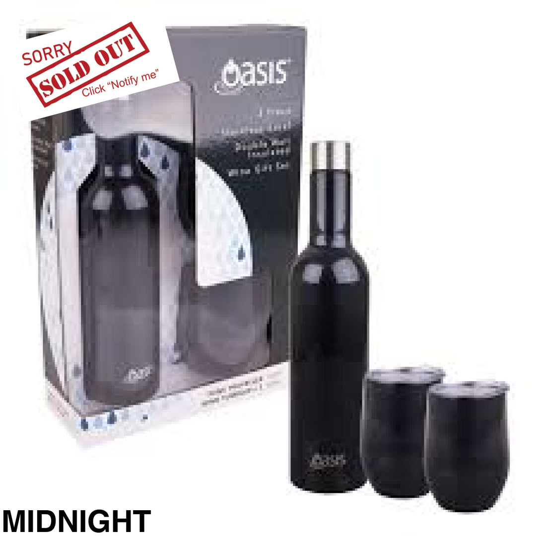 Oasis Stainless Steel Insulated Wine Traveller Gift Set Midnight