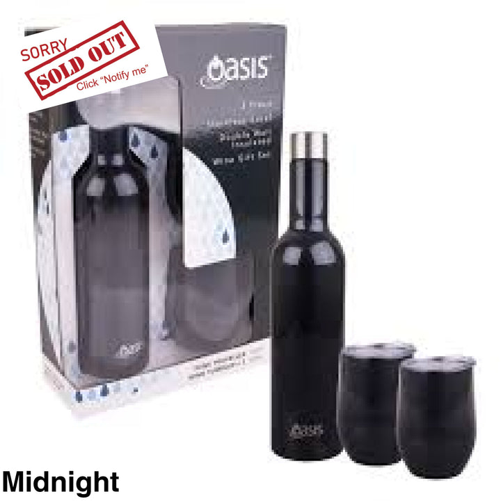 Oasis Stainless Steel Insulated Wine Traveller Gift Set Midnight