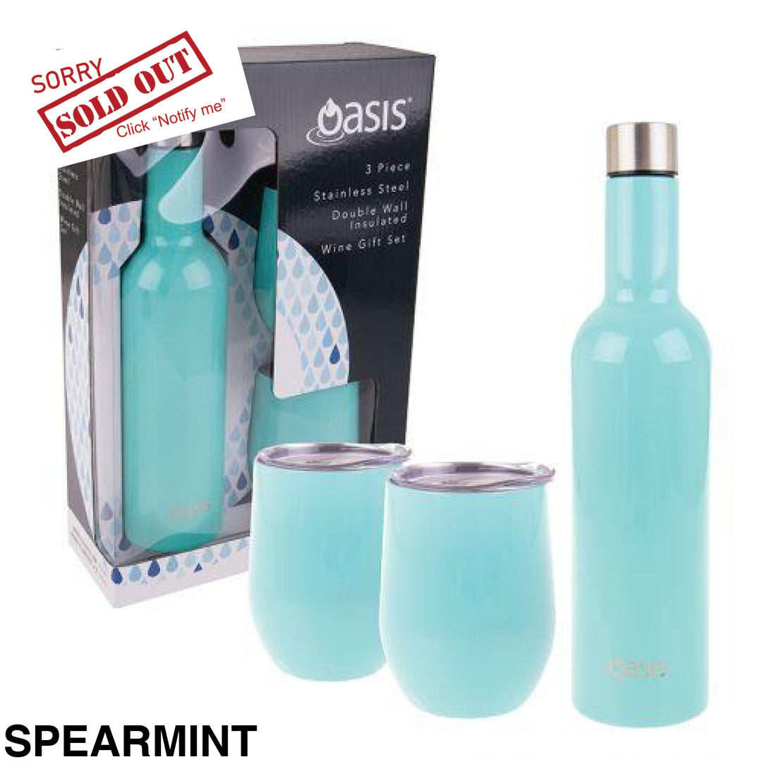 Oasis Stainless Steel Insulated Wine Traveller Gift Set Spearmint