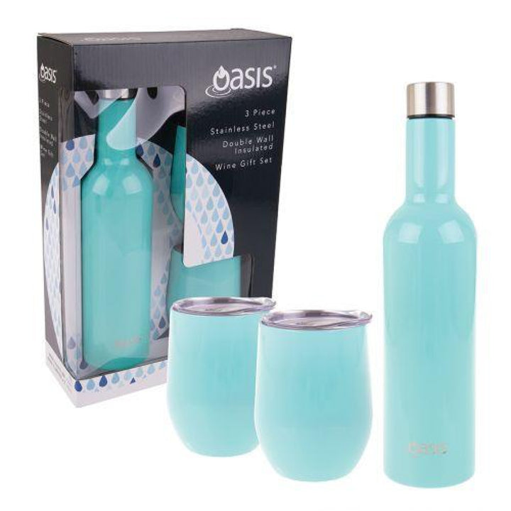 Oasis Stainless Steel Insulated Wine Traveller Gift Set Spearmint