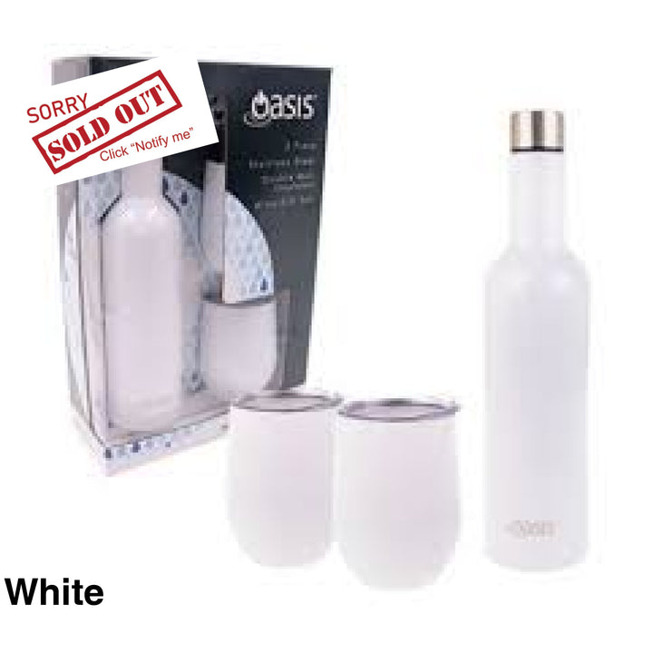 Oasis Stainless Steel Insulated Wine Traveller Gift Set White