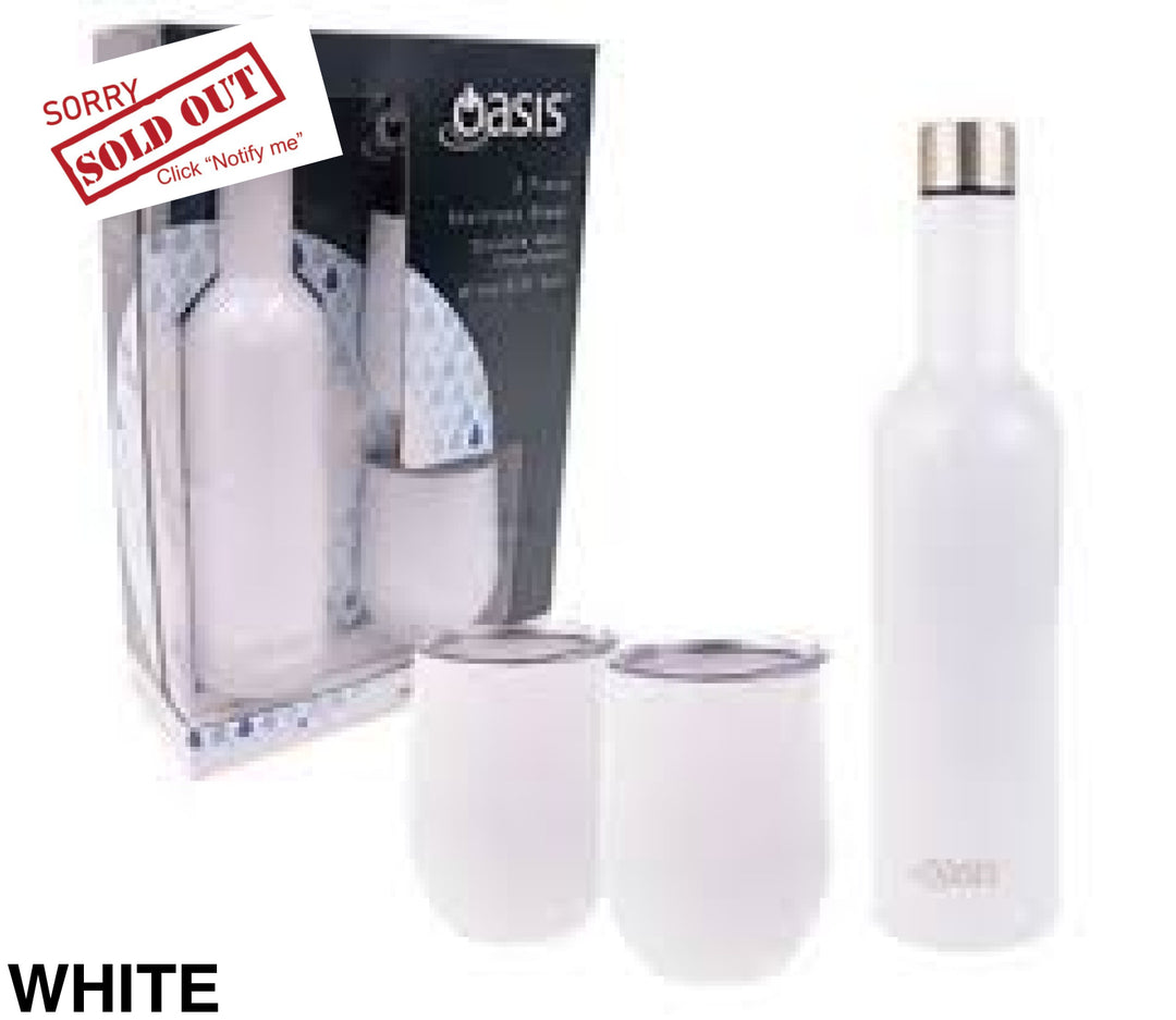 Oasis Stainless Steel Insulated Wine Traveller Gift Set White