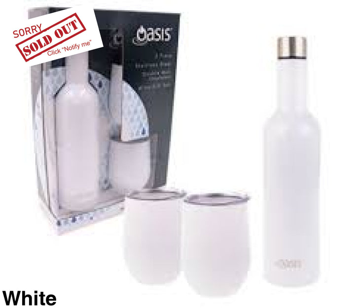 Oasis Stainless Steel Insulated Wine Traveller Gift Set White