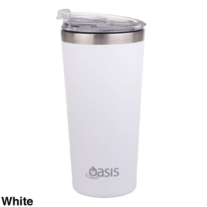 Oasis Stainless Steel Travel Mug 480Ml White