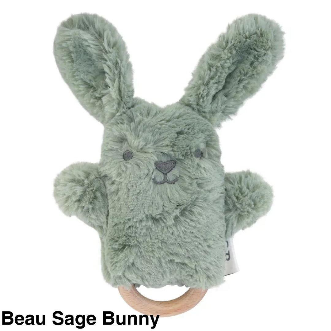 Ob Designs Assorted Soft Rattle Toy Beau Sage Bunny