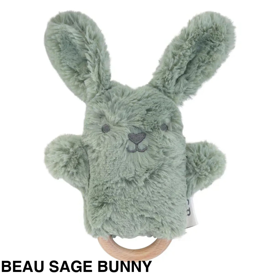 Ob Designs Assorted Soft Rattle Toy Beau Sage Bunny