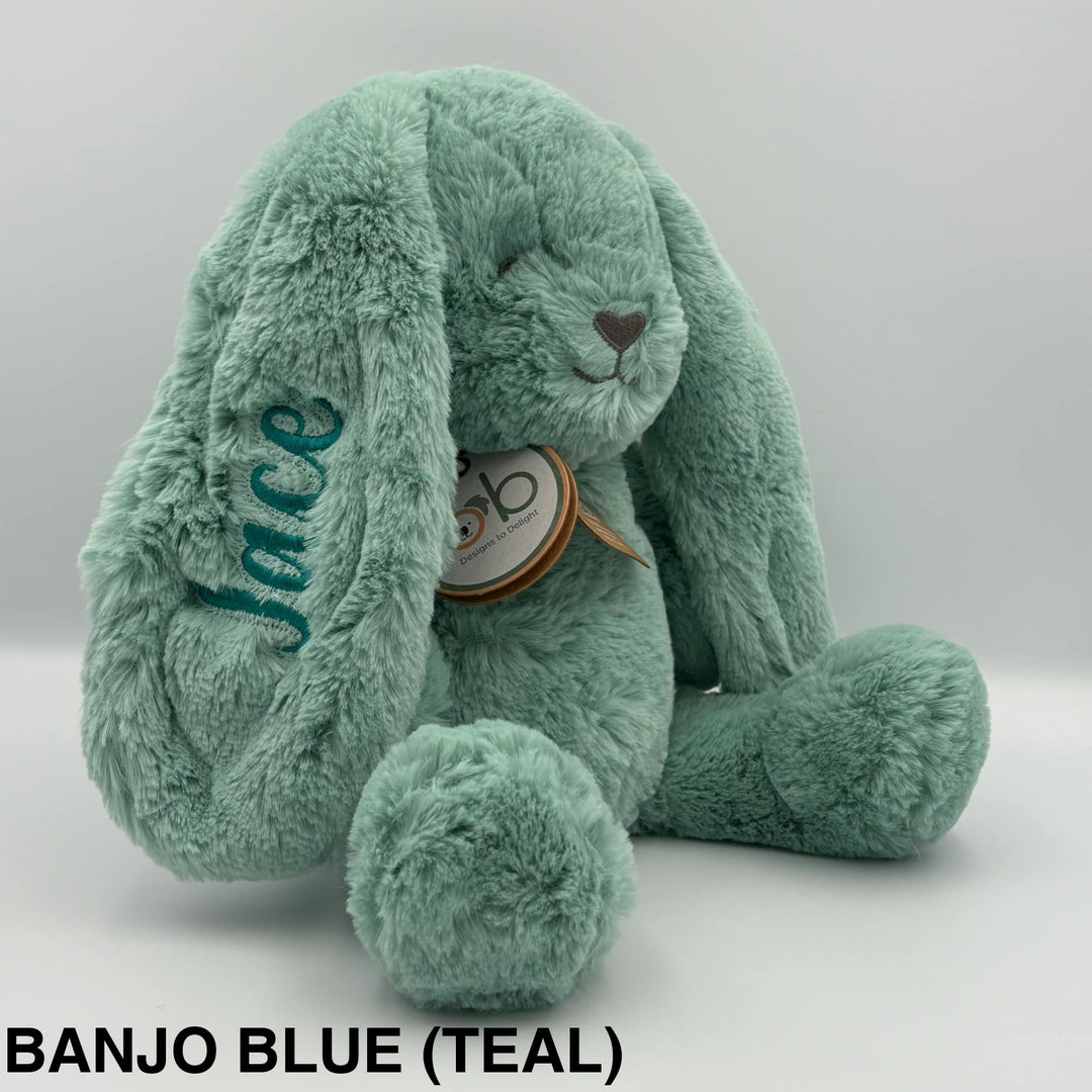 OB Designs Bunny Soft Toy Medium 34cm Banjo Blue (teal)