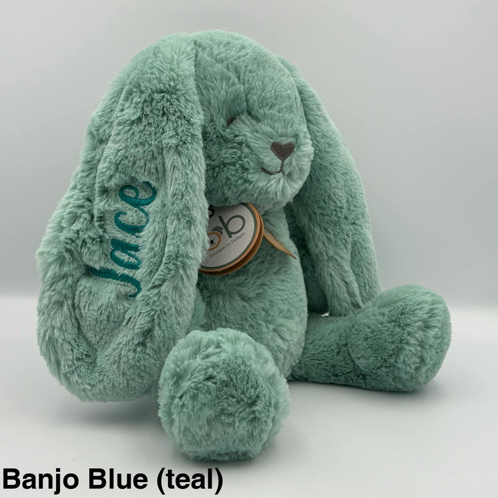 OB Designs Bunny Soft Toy Medium 34cm Banjo Blue (teal)
