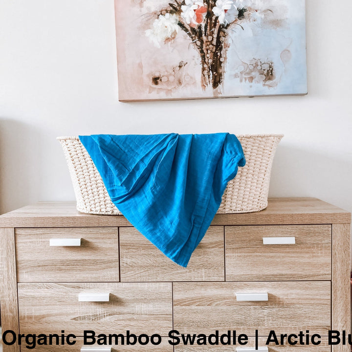 Organic Muslin Swaddle - Assorted Bamboo | Arctic Blue Wraps