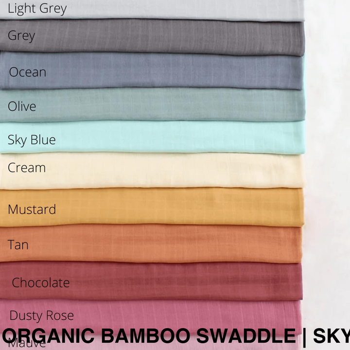Organic Muslin Swaddle - Assorted Bamboo | Sky Blue Wraps