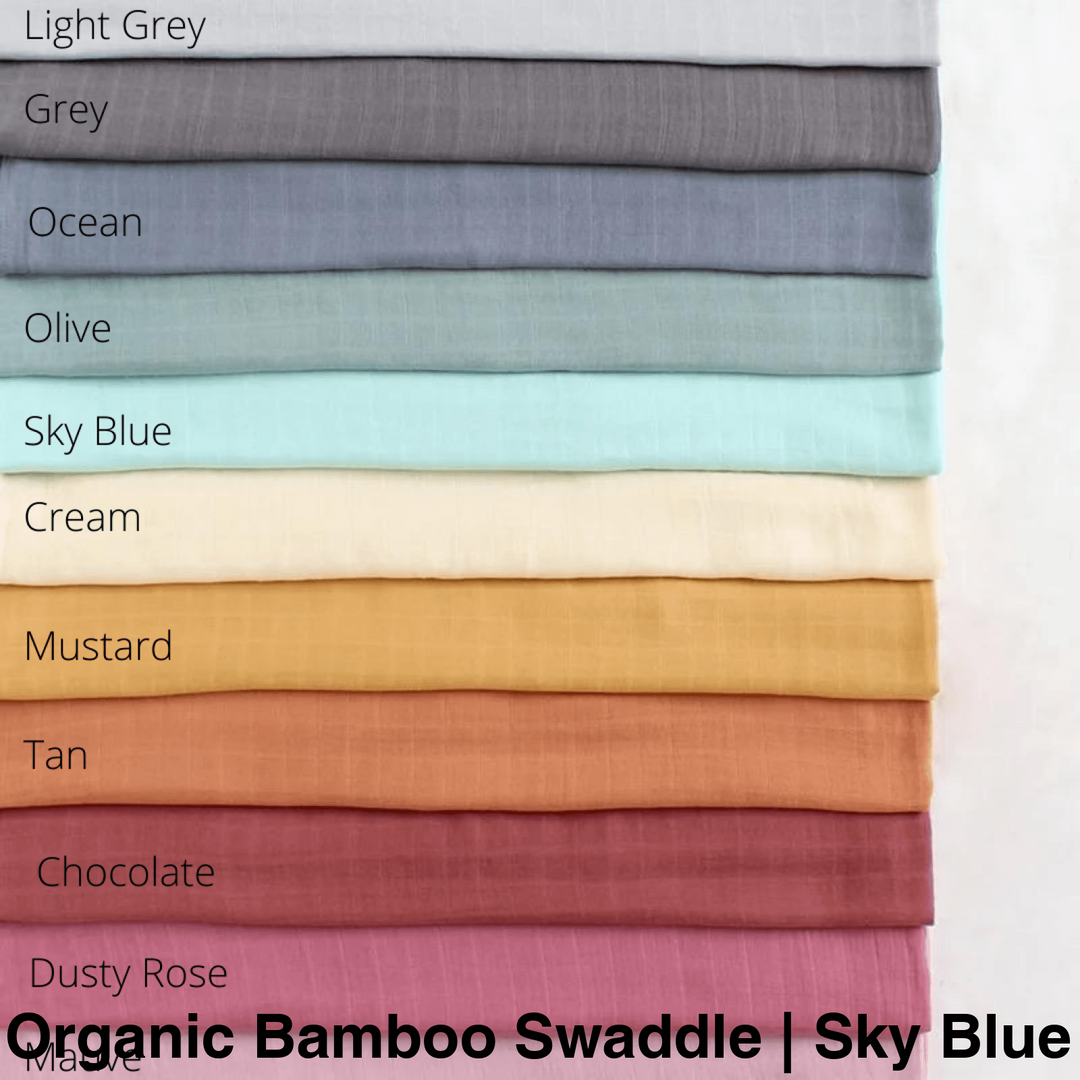 Organic Muslin Swaddle - Assorted Bamboo | Sky Blue Wraps