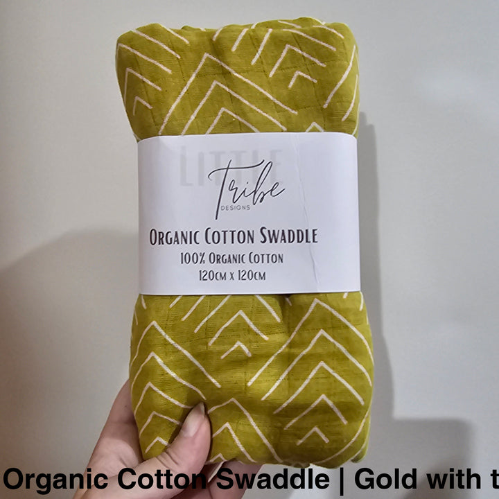 Organic Muslin Swaddle - Assorted Cotton | Gold With Thin Lines Bamboo Wraps