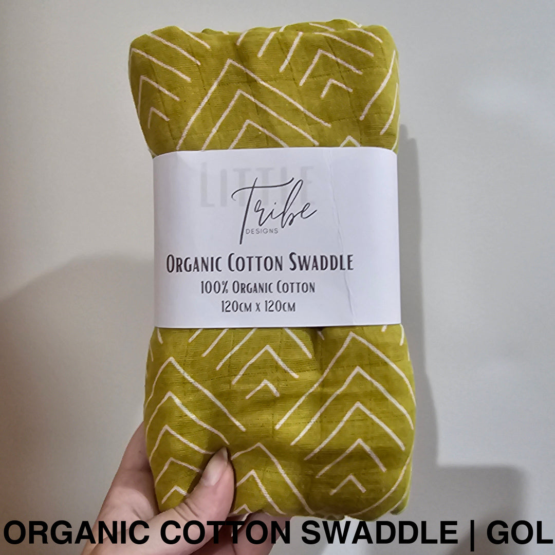 Organic Muslin Swaddle - Assorted Cotton | Gold With Thin Lines Bamboo Wraps