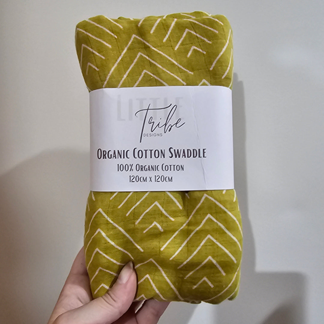 Organic Muslin Swaddle - Assorted Cotton | Gold With Thin Lines Bamboo Wraps