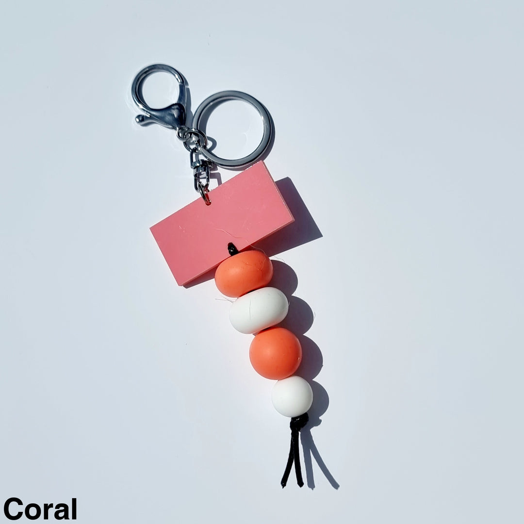 Personalised Beaded Keyring Coral